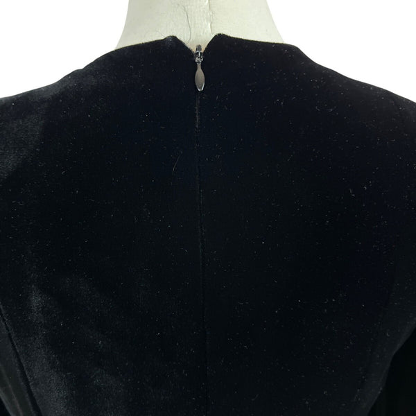 Vtg 80s Wayne Clark Black Velvet Dress With Puff Sleeves & Bow Back Detail Sz 4