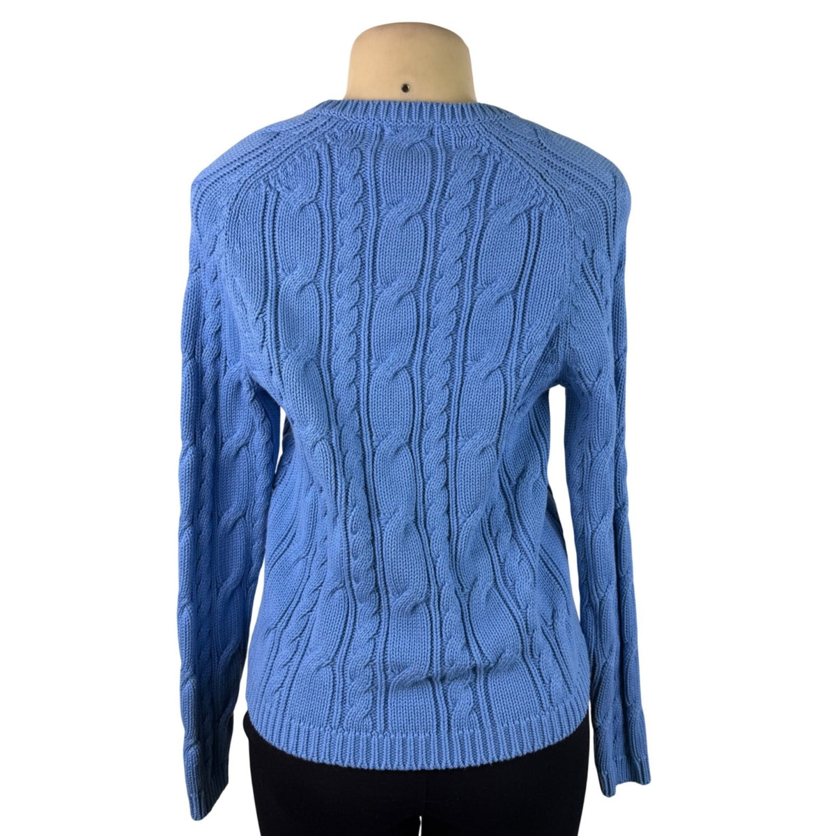 Izod Ladies Blue Cable Knit V-Neck Sweater Lightweight Casual Fit Sz S - New
