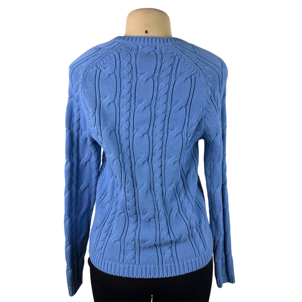 Izod Ladies Blue Cable Knit V-Neck Sweater Lightweight Casual Fit Sz S - New