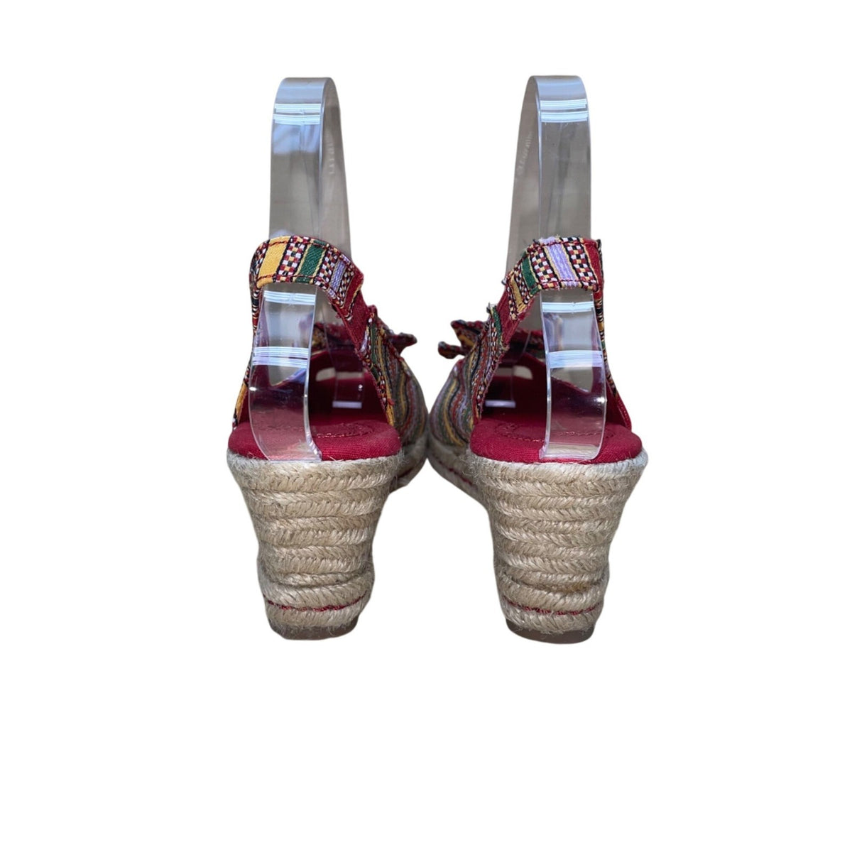 Naturalizer Women’s Red Multicolor Striped Slingback Bow Wedge Sandals Size 7M