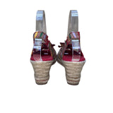 Naturalizer Women’s Red Multicolor Striped Slingback Bow Wedge Sandals Size 7M
