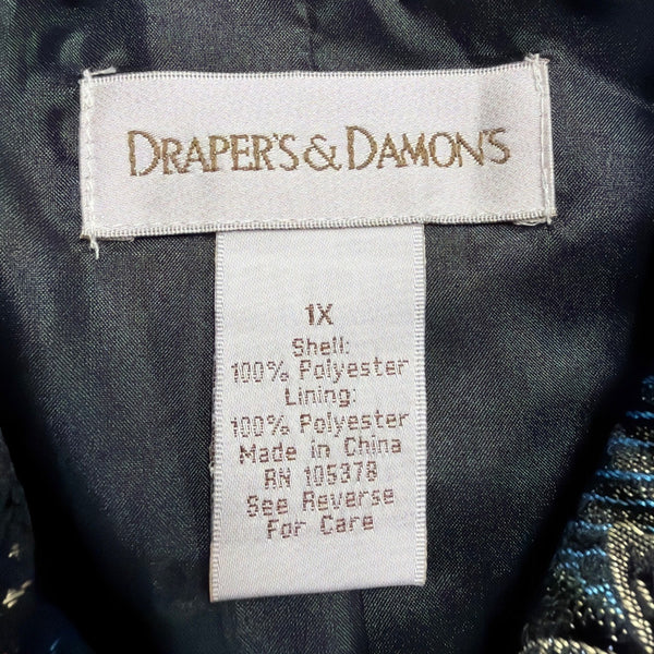 Drapers & Damons Womens Multicolor Paisley-Print Button-Up Blouse Size 1X