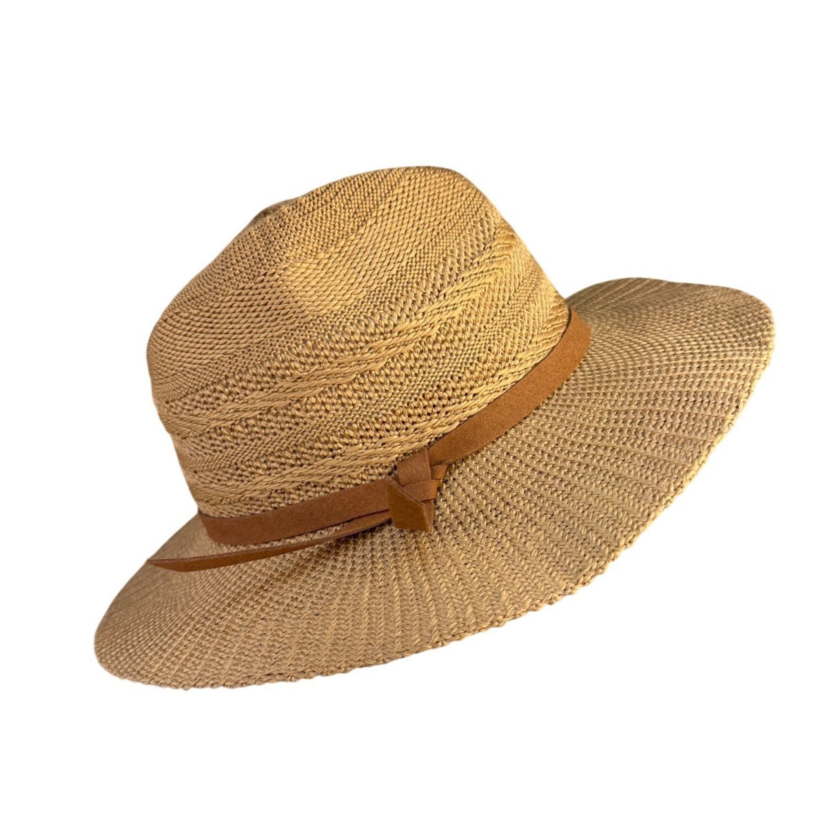 Treasure & Bond Womens Brown Straw Wide Brim Hat Decorative Band Accents
