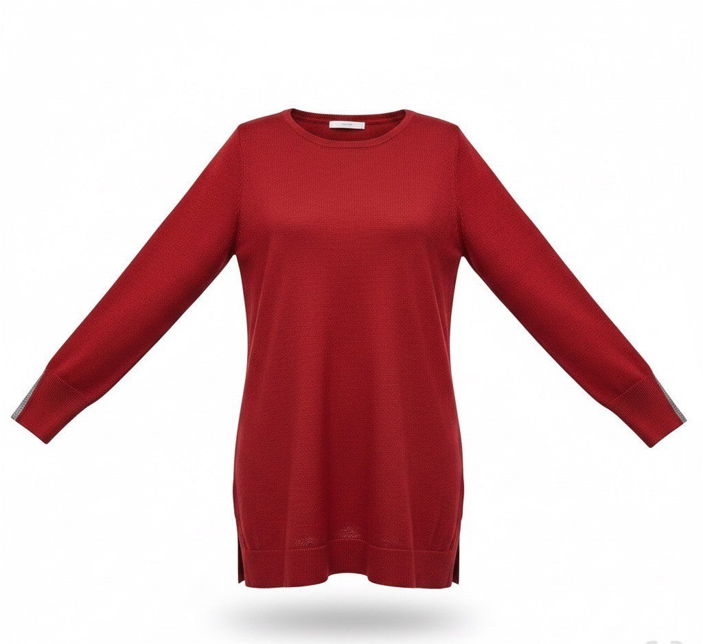 Chicos Womens Red Pullover Long Sleeve Sweater Size L