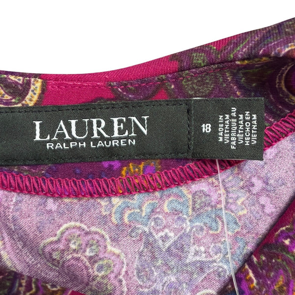 Lauren Ralph Lauren Womens Purple Paisley Sleeveless Dress Size 18