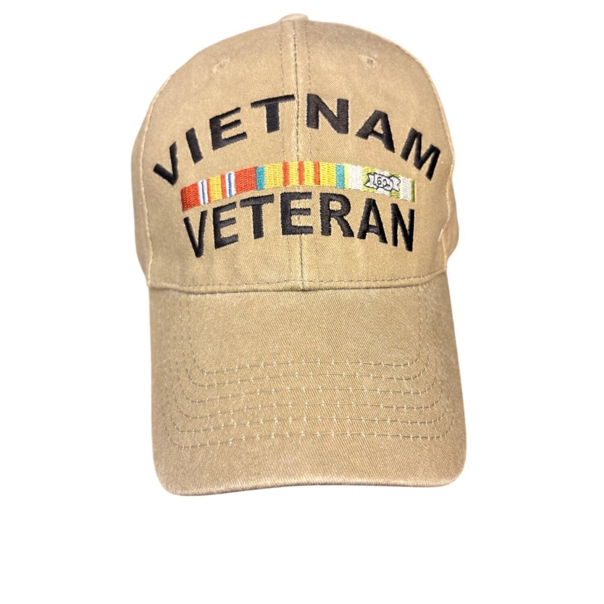 Embroidery Unisex Khaki Vietnam Veteran Adjustable Cap With Embroidered Design