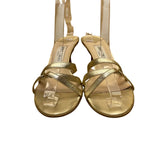 Jimmy Choo Women’s Gold Leather Strappy Open Toe heeled Sandals Size 38