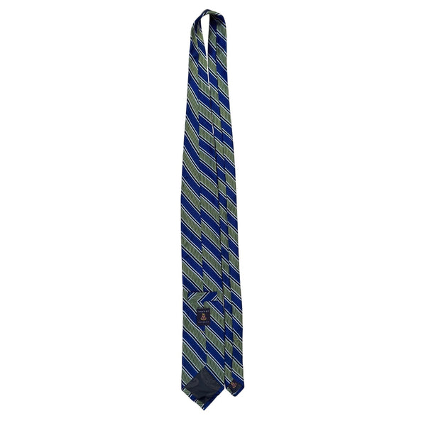 Robert Talbott Mens Blue & Green 100% Silk Striped Pattern Necktie