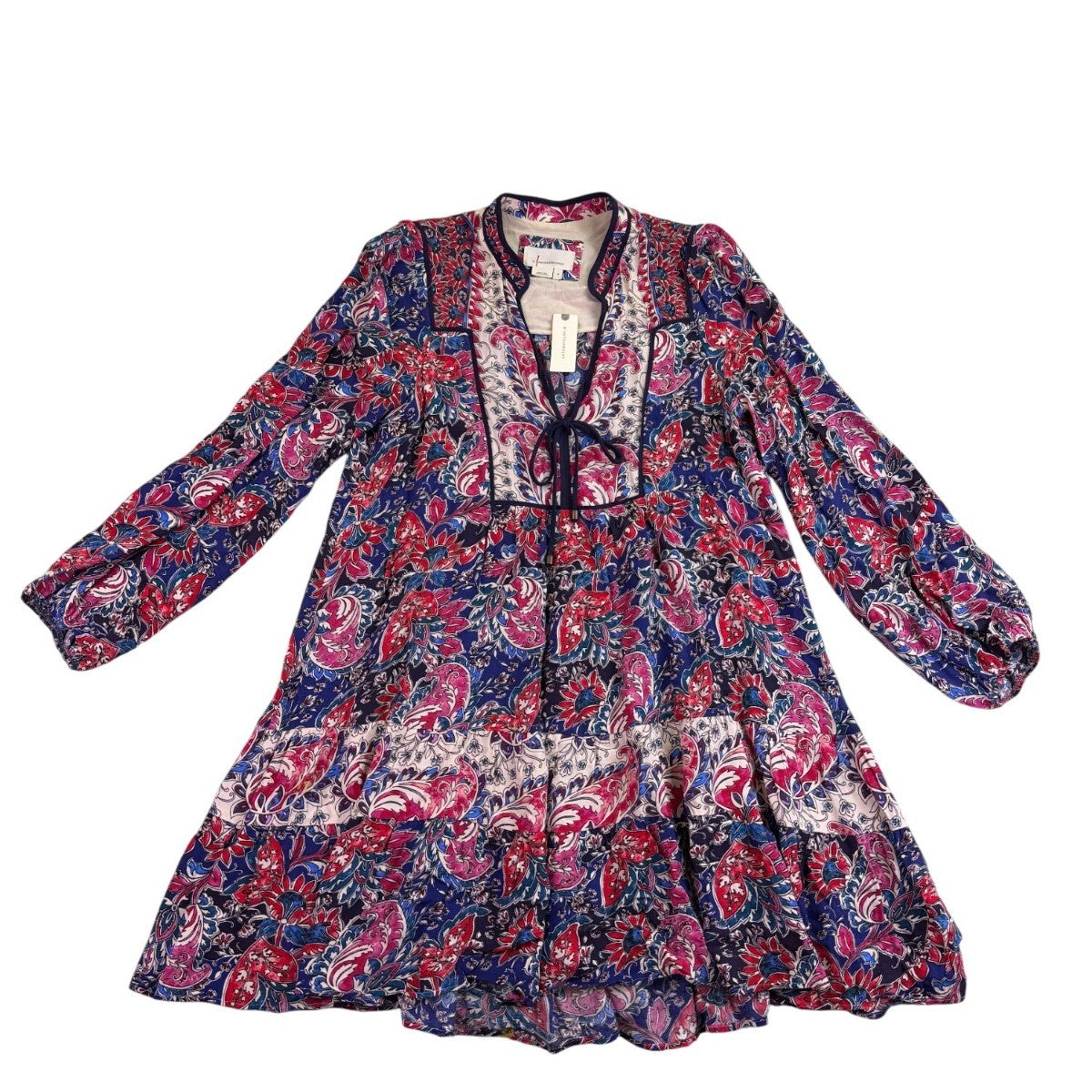 By Anthropologie Womens Multicolor 100% Viscose Printed Long Sleeve Mini Dress S