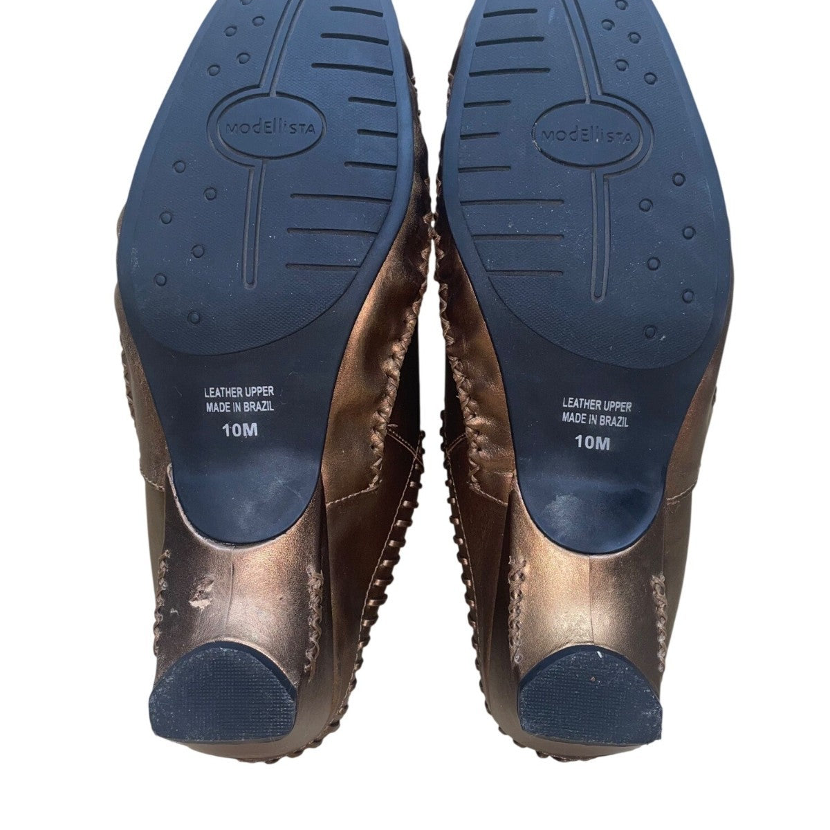 Modellista Women’s Bronze Stitched Leather Slip-On Drive Mules Size 10M