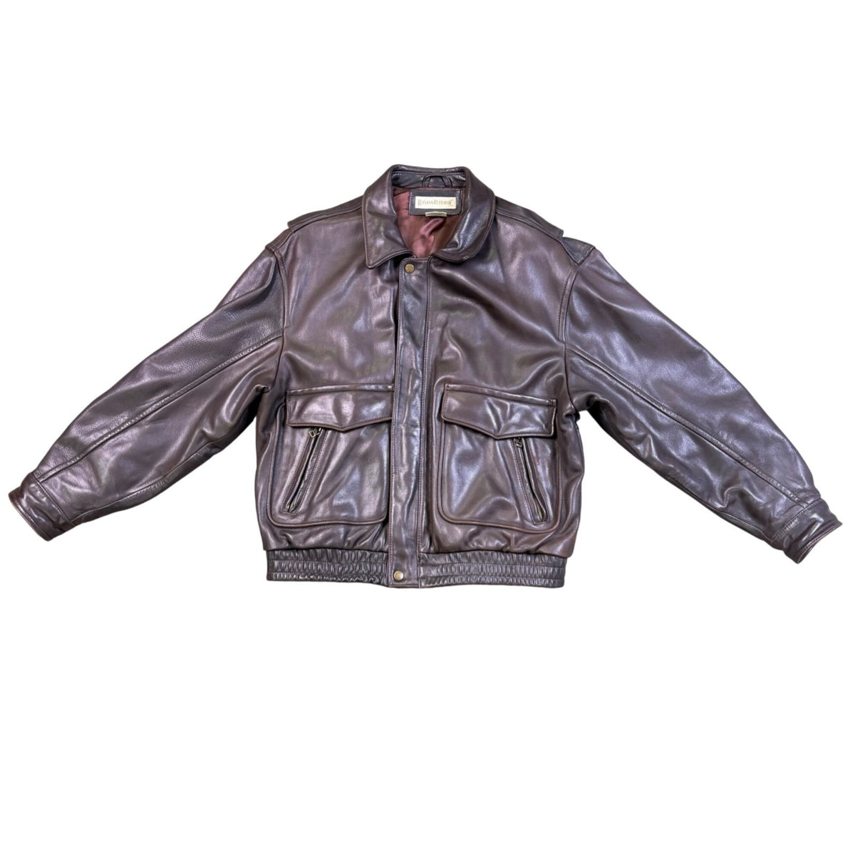 Banana Republic Mens Brown Leather Bomber Jacket Vintage Style Durable Size 42