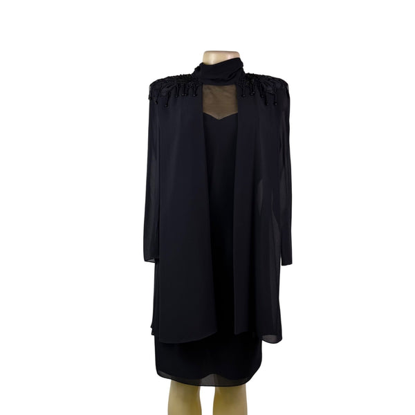 Ursula Womens Black Polyester Beaded Capelet Formal Dress Elegant Design Size 8P