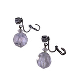Vintage Womens Clear Faceted Crystal Bead Bracelet & Clip-On Earrings Set