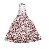Aakaa Womens White & Red Cotton Halter Floral Dress Sleeveless Flowy Size M