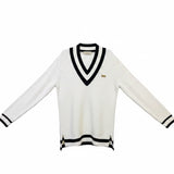 Michael Kors Womens White & Black  V-Neck Sweater Top Size S