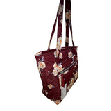 Vera Bradley Women’s Maroon Quilted Blooms & Branches Floral Print Vera Tote Bag