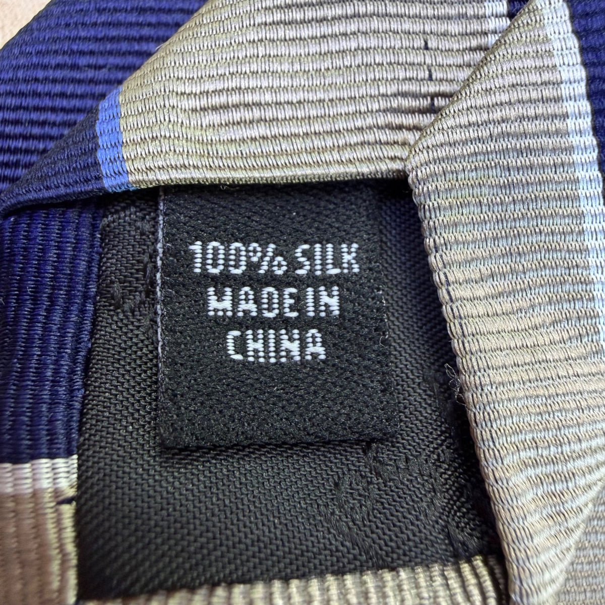 Jos A Bank Mens Blue & Gray 100% Silk Striped Tie Stain Resistant Made In China