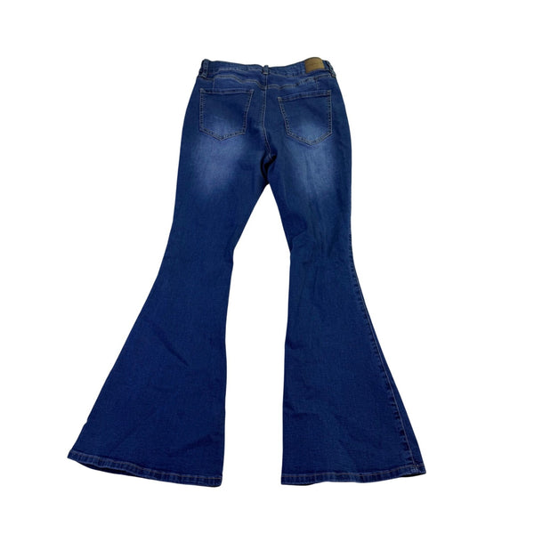 Flying Banana Womens Blue Cotton Blend Flared Bell Bottom Jeans Size 6S