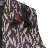 Ahnni Womens Black Taupe Leaf Print Open Front Vest With Tule Accent Size 1