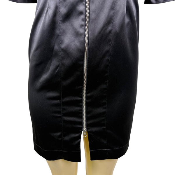 Rodebjer Womens Black Polyester & Elastane Puff Sleeve Zip-Up Mini Dress Size S