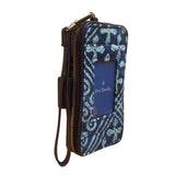 Vera Bradley Women’s Blue Patterned Cotton Zipper And ID Window Wristlet Wallet