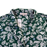 Loft Womens Green Floral Lyocell Short-Sleeve Button-Up Shirt Size XL