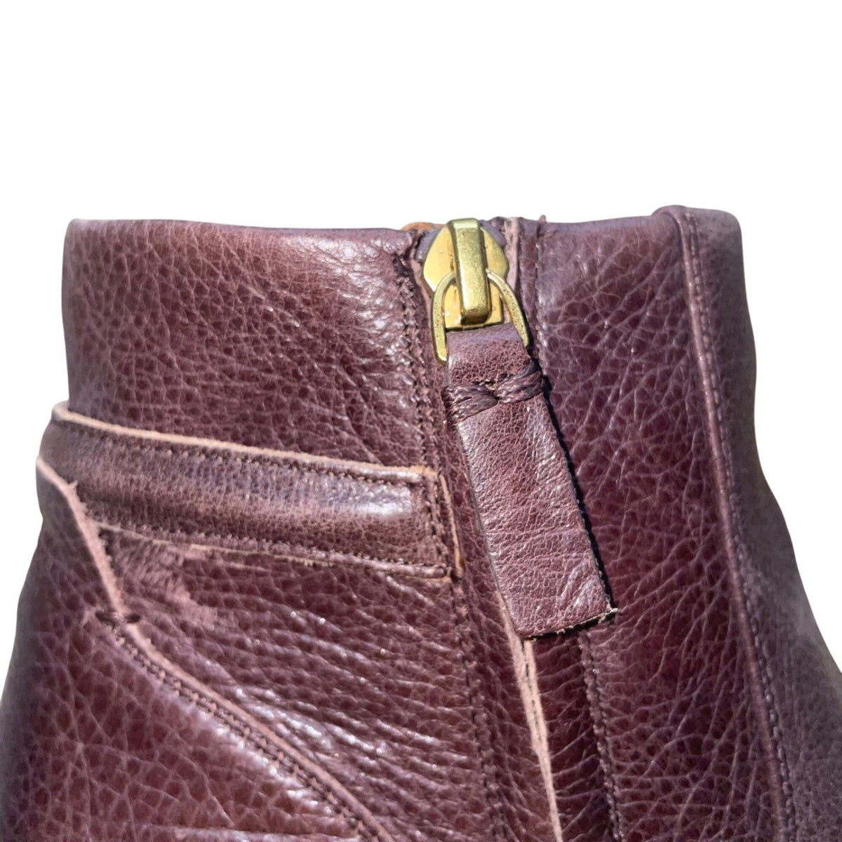 Franco Sarto Women’s Brown Leather Side Zipper Buckle Hansa Ankle Boot Size 8M