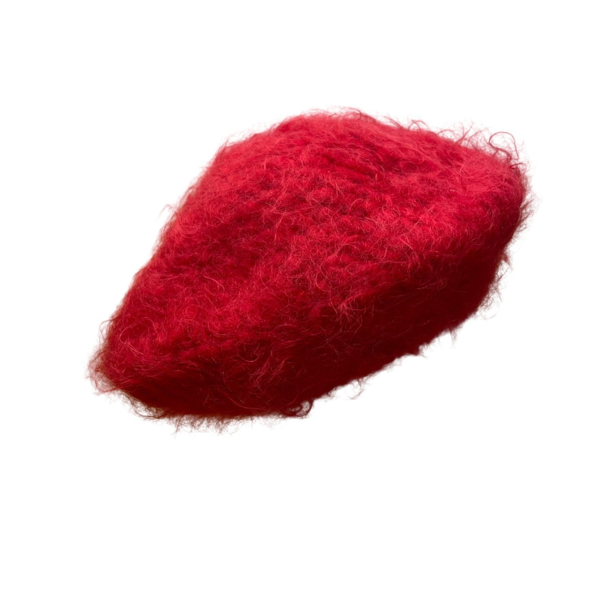 Mary Schaeffer Original Womens Red Mohair Beret Hat Soft Fluffy Knit Winter