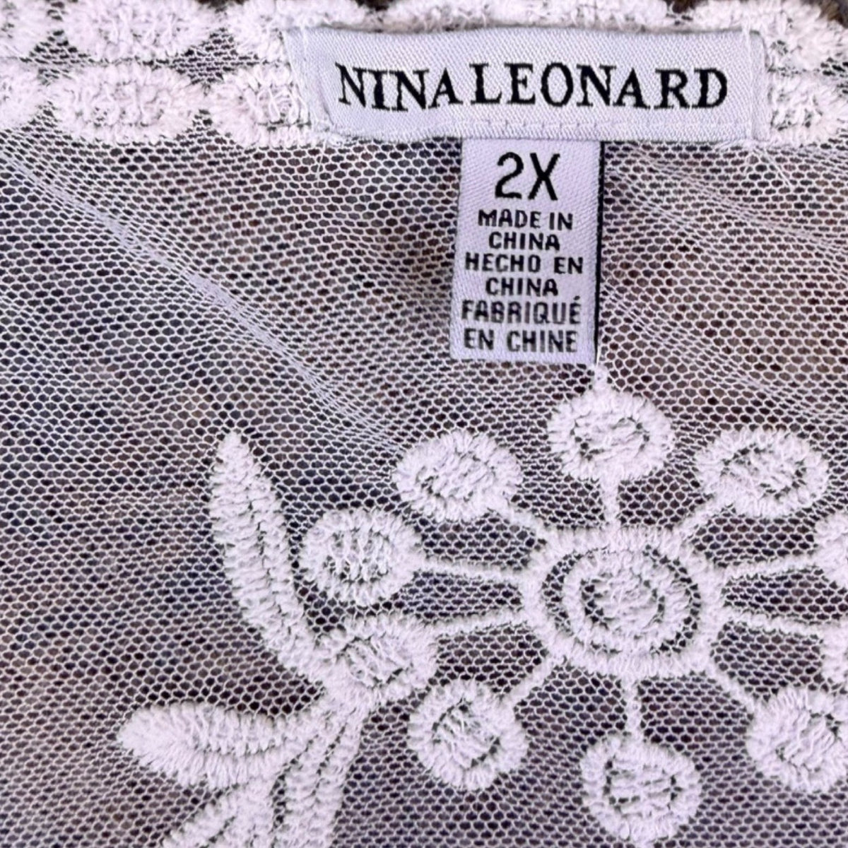 Nina Leonard Womens White & Coral Sheer Lace Embroidered Kimono Cardigan Sz 2X