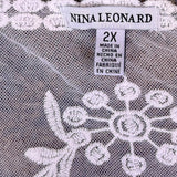 Nina Leonard Womens White & Coral Sheer Lace Embroidered Kimono Cardigan Sz 2X