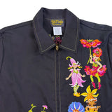 Bob Mackie Womens Black Floral Embroidered Jacket 