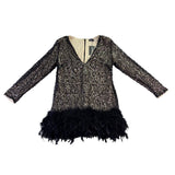 Xpluswear Womens Black Sequin Feather Hem Long Sleeve Cocktail Dress Plus Sz XL