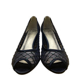 Adrianna Papell Women’s Navy Saba Mesh Rhinestoned Peep Toe Jamie Heels Size 6.5