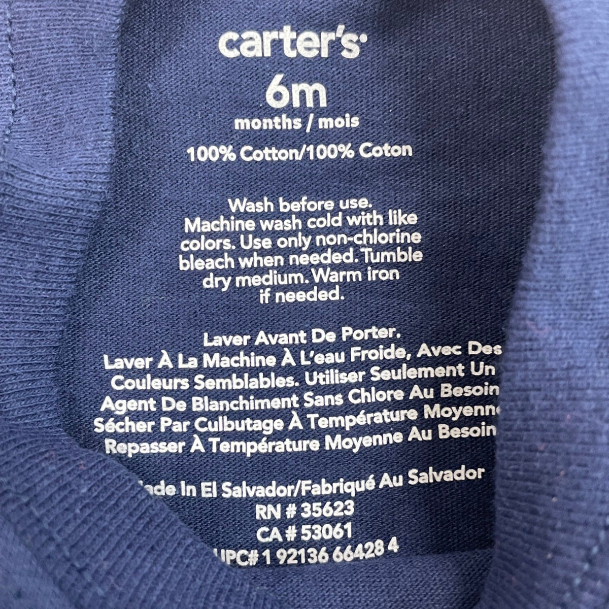 Carters Be Awesome To Everyone Graphic Baby Shirt Navy Long Sleeve Size 6M - New