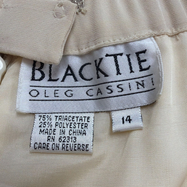 Blacktie Oleg Cassini Womens Beige Two-Piece Tank Top & Skirt Set Size 14