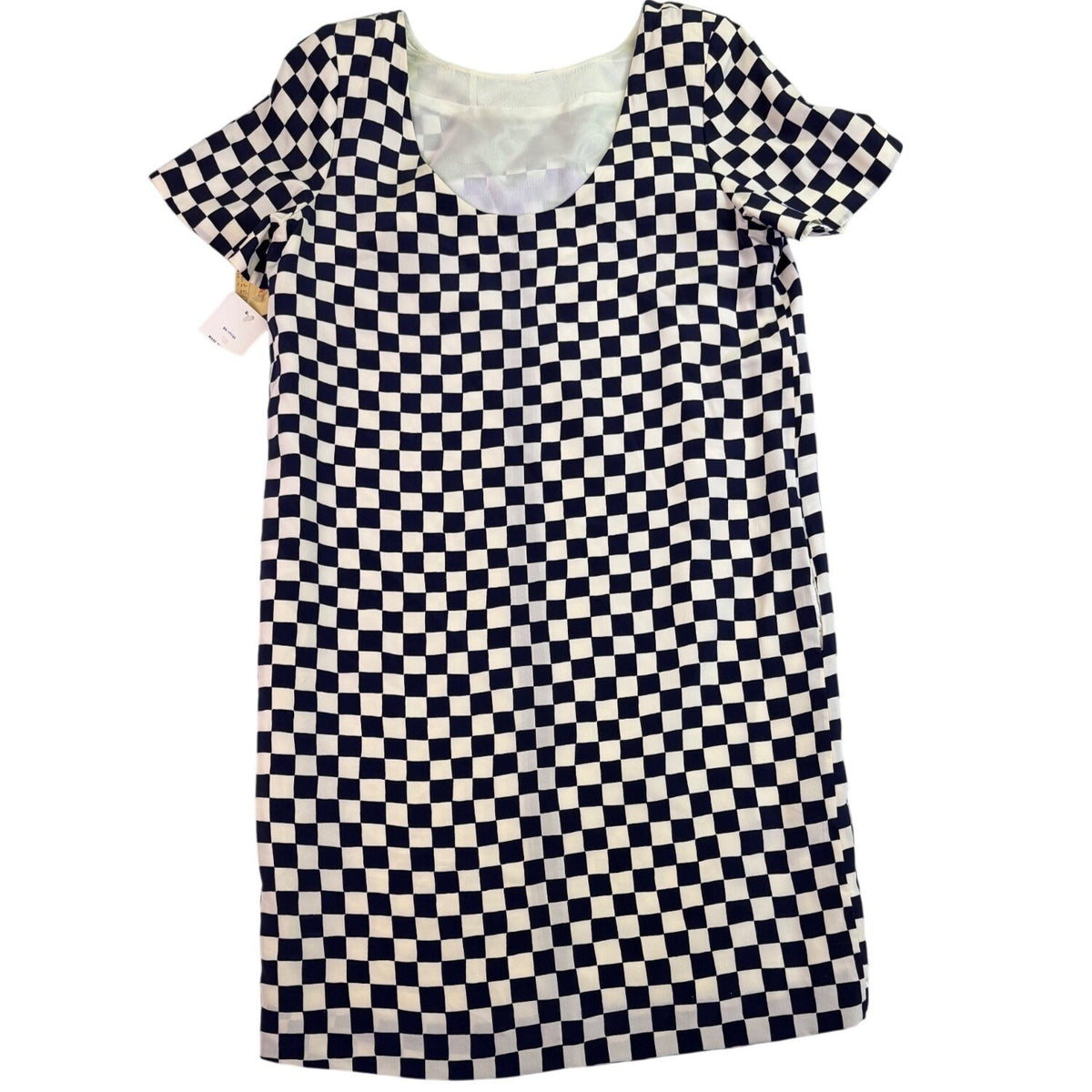 Nipon Womens Black & White Checker Silk Dress Short Sleeve US Checkered Size 12