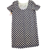 Nipon Womens Black & White Checker Silk Dress Short Sleeve US Checkered Size 12
