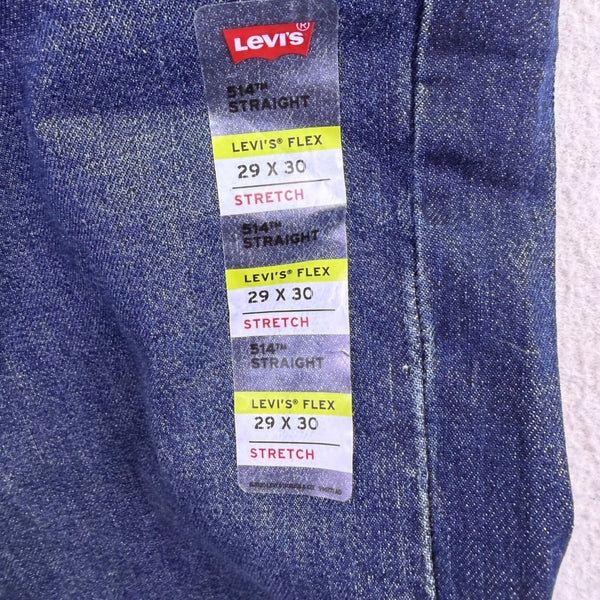 Levis Mens Dark Indigo Denim Stretch Straight Jeans 514 Flex Eco Size 29x30