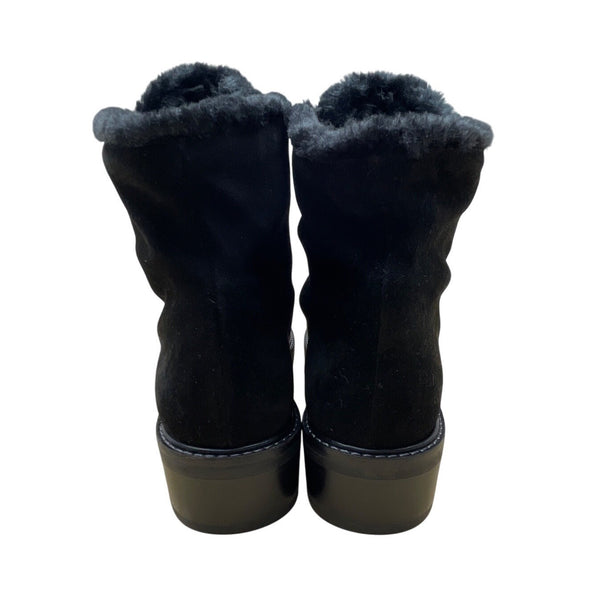 Stuart Weitzman Women’s Black Suede & Shearling Embellished Ankle Boots Sz 10.5M