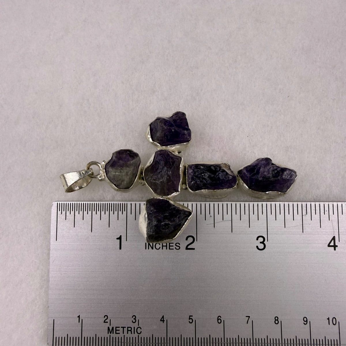 Amethyst & Silver Tone Unisex Purple Stone Cross Pendant Jewelry
