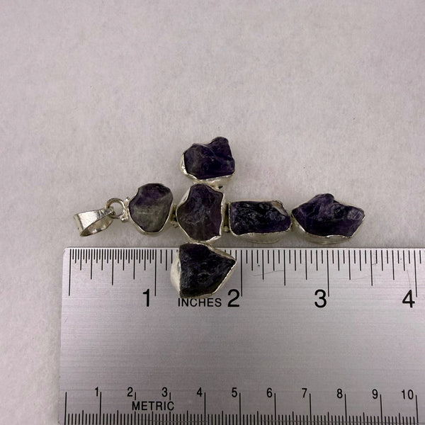 Amethyst & Silver Tone Unisex Purple Stone Cross Pendant Jewelry