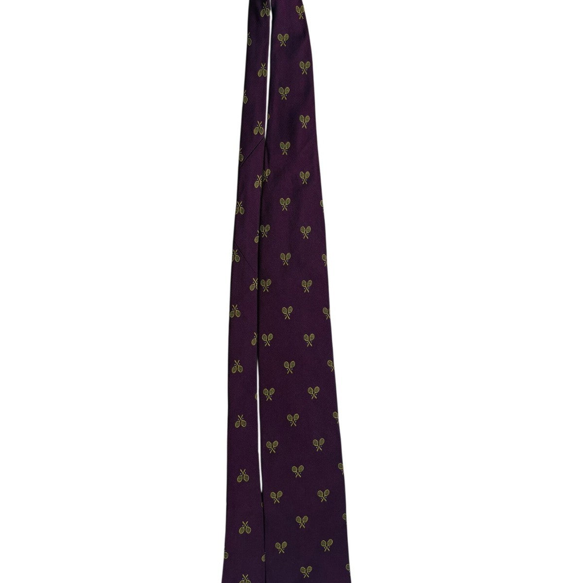 H. Stockton Men’s Purple Silk Tennis Racket Pattern Necktie Handmade England