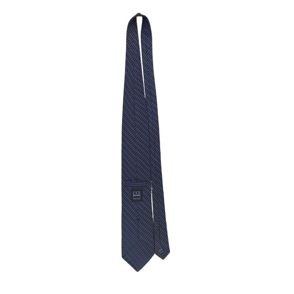 Ike Behar Mens Navy Silk Tie Geometric Plaid Design 59" Long Business Formal