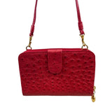 Lorenzi Women’s Cherry Red Leather Evening Bag with Gold Details Sz S