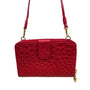Lorenzi Women’s Cherry Red Leather Evening Bag with Gold Details Sz S