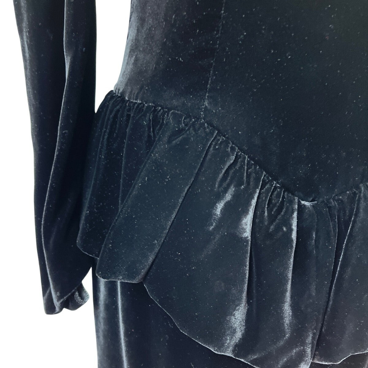 Vtg 80s Wayne Clark Black Velvet Dress With Puff Sleeves & Bow Back Detail Sz 4