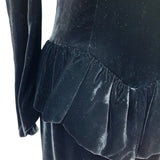 Vtg 80s Wayne Clark Black Velvet Dress With Puff Sleeves & Bow Back Detail Sz 4
