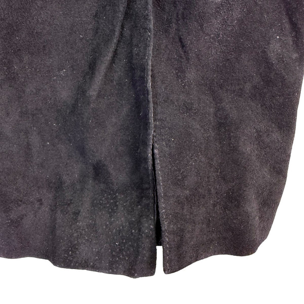 Brandon Thomas Womens Black Leather Midi Skirt With Slit Size 6