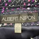 Albert Nipon Womens Purple/Black Tweed Skirt Suit Size 4