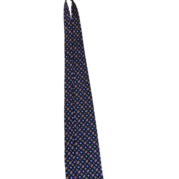 Vintage Brooks Brothers Mens Blue Yellow Red All Silk Handmade Pattern Neck Tie